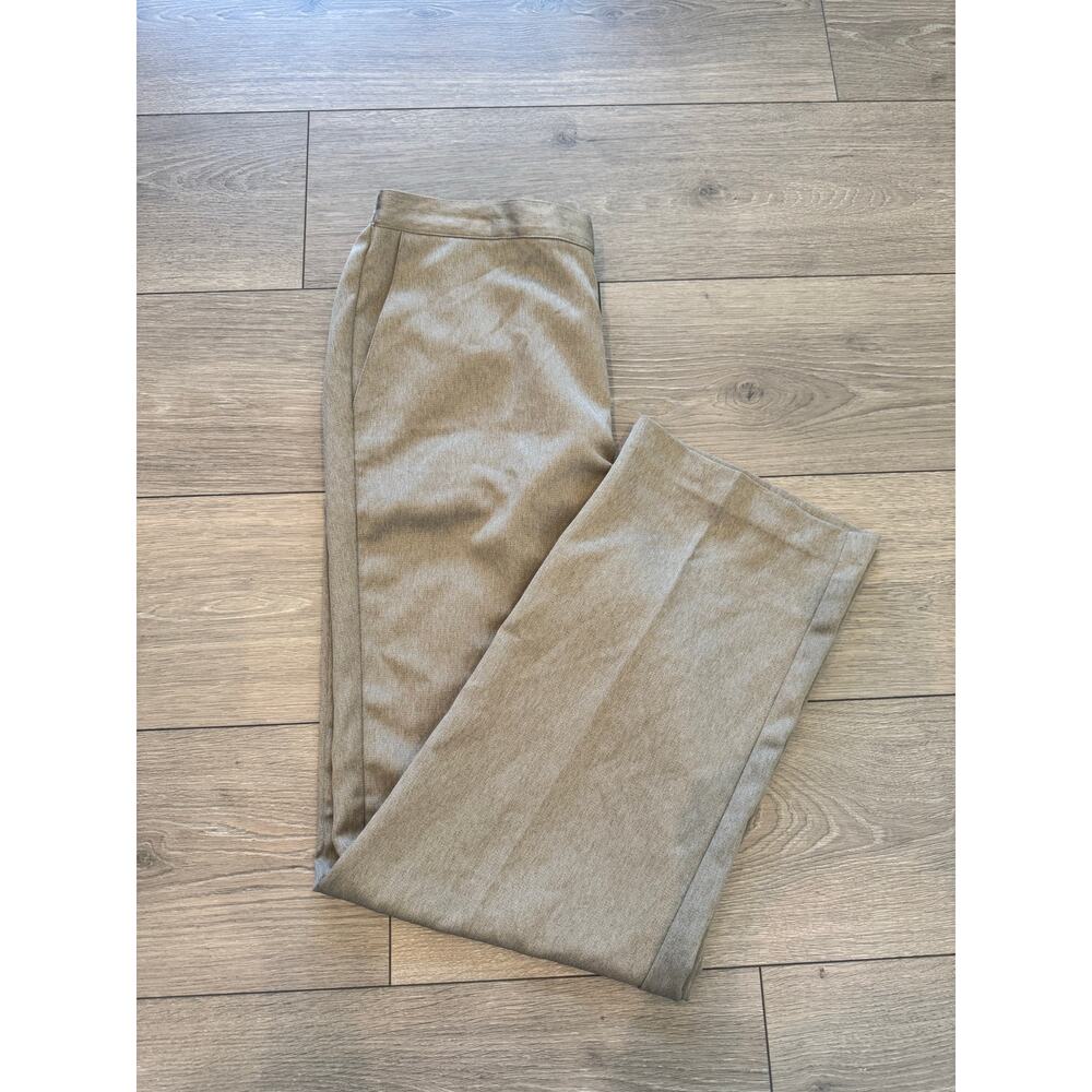 Alfred Dunner Pull On Pants Taupe Size 12 Elastic Back Straight Leg 29.5 Inseam